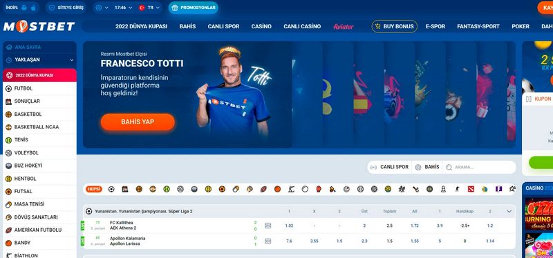 Sports Betting in the MostBet application